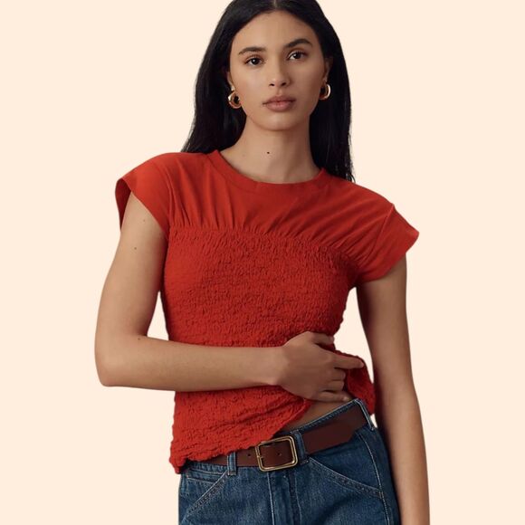 Anthropologie Maeve Smocked Muscle Top - Picture 1 of 6